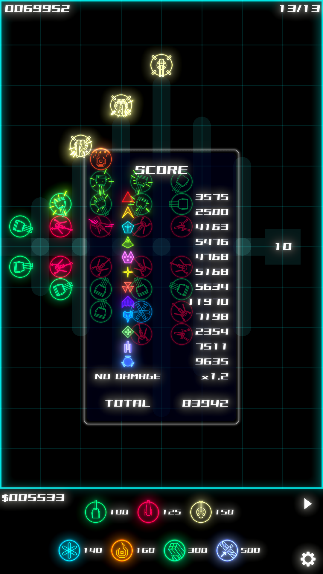 SPHERE DEFENSEの終盤戦スクリーンショット
